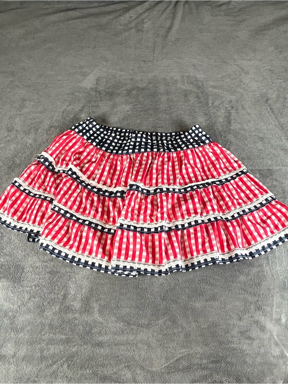 Gingham Skirt Skort Womens XL (3X Tag) Red White & Blue Ruffled Patriotic July 4